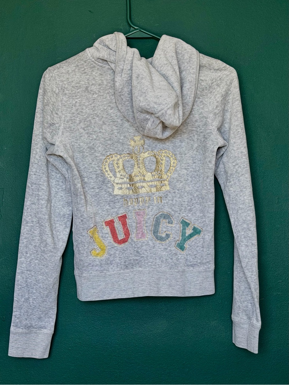 Juicy Couture vintage/Y2K grey graphic hoodie — circa 2007–2008, Made in USA